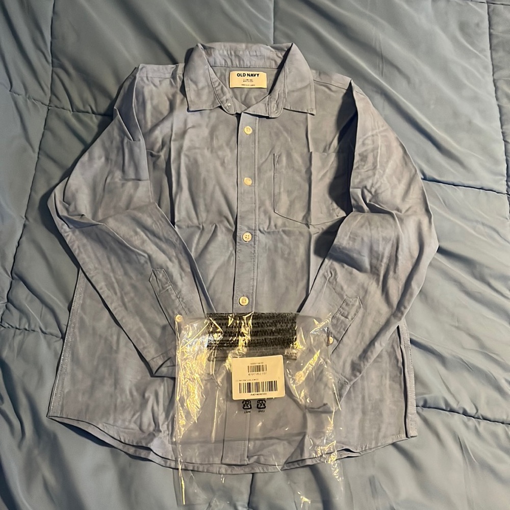 Youth large, long sleeve, blue, Oxford, button down